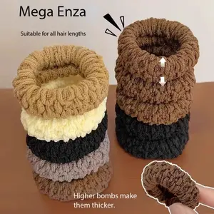 Mega Enza 20Pcs Thickened Extra Wide Hair Ties High Elasticity Durable Ponytail Holders for All Hair Lengths Autumn Winter