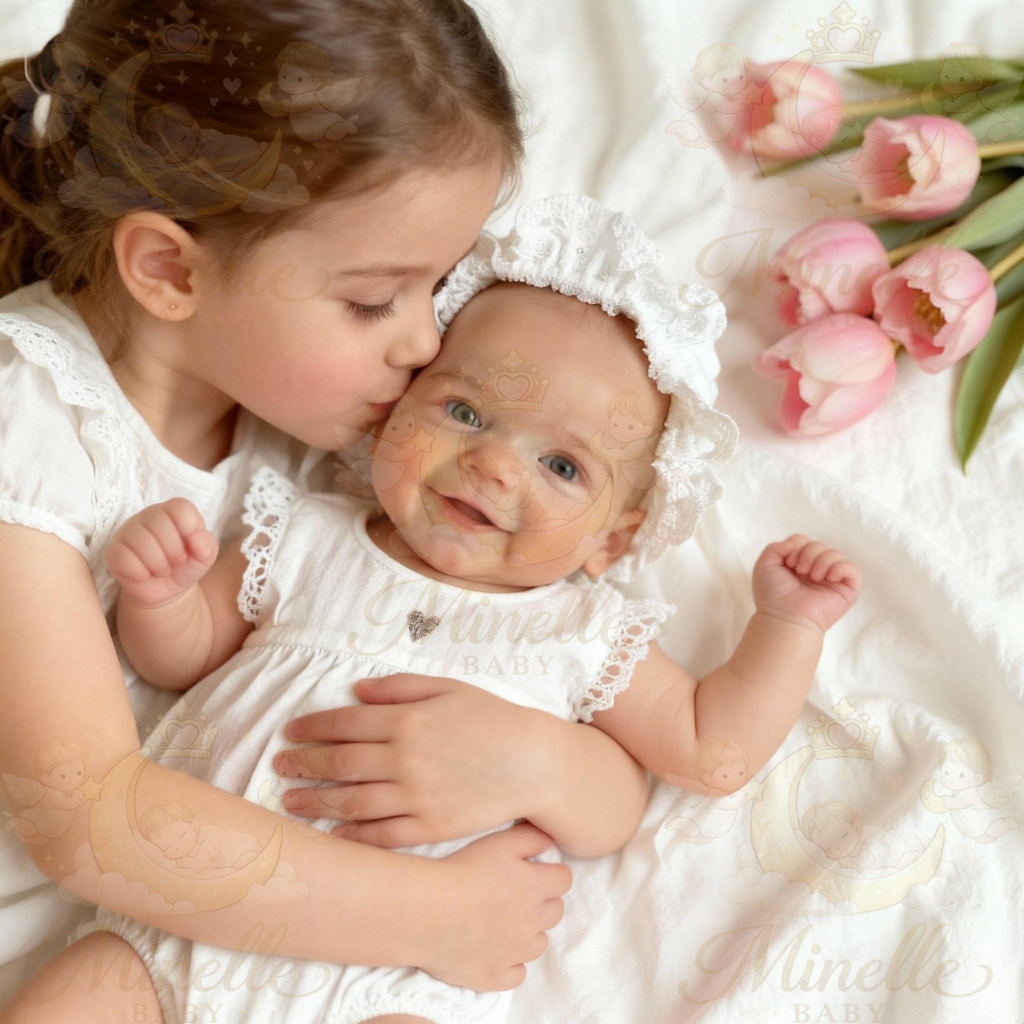 13" Handmade Lifelike Smiling Baby Girl Doll, Soft Silicone Reborn with Big Eyes, Gift for Kids & Collectors