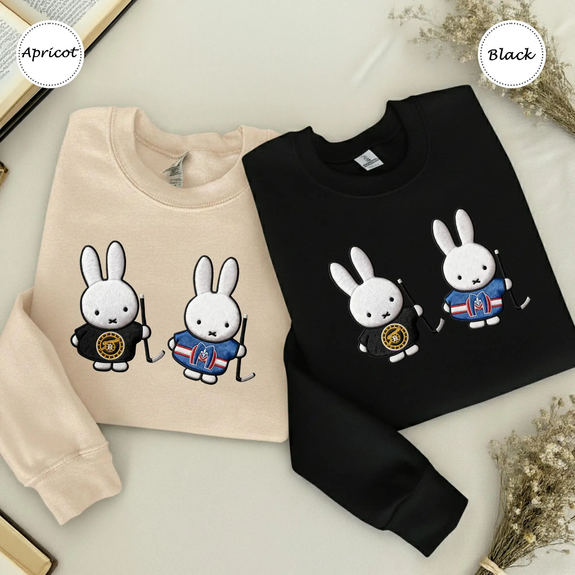 Embroidered Heated Rivalry Miffy Bunny Hollanov Sweatshirt, Ilya Rozanov Shane Hollander Hoodie, LGBT Hockey Romantic Gift for Her