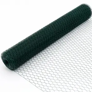 Hexagonal Green Chicken Wire Mesh 60M Outdoor Anti-Rust Poultry Netting for Garden, Large Chicken Coop Wire Fencing - Galvanized Steel Vinyl