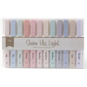 Shine His   Highers 12-Count - Pastel Colors - Chisel Tip - No Bleed for Bibles - Cute Aesthetic -  for  Study - Study Markers - High Visibility Pens