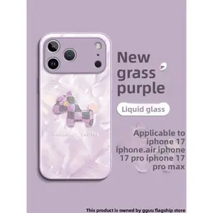 2026 New Grass Purple Pearlized Unicorn iPhone Case, Cute Quilted Charm Design, Shockproof Protective Cover with Aesthetic Texture, Premium Handheld Accessory Compatible with iPhone 16-17 summervibes