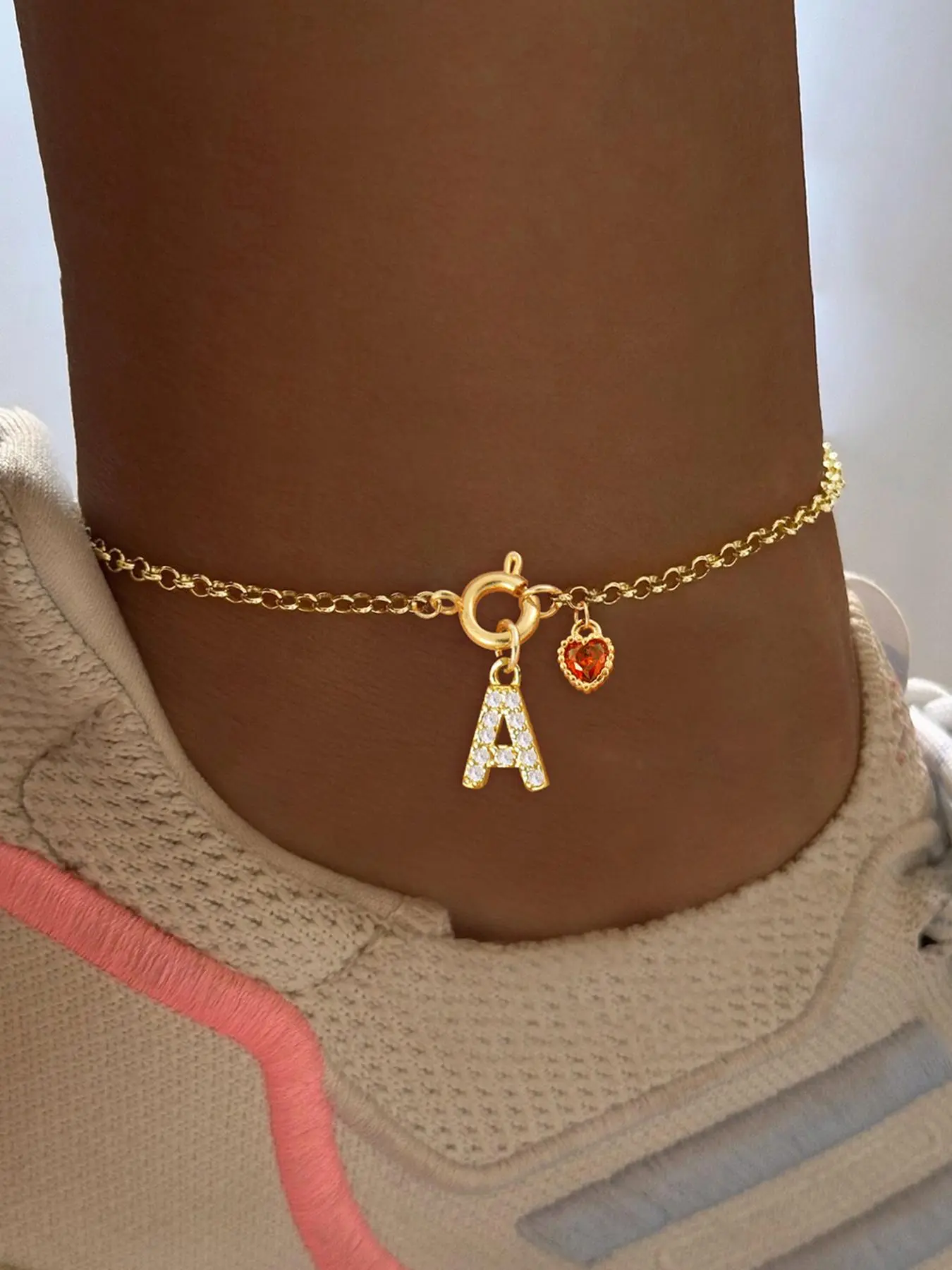 Letter A Heart Design Anklet, Stainless Steel Chain Anklet for Women & Girls, Fashion Jewelry for Party, Daily Clothing Decor, Trendy Exquisite Jewelry for Gift