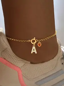 Letter A Heart Design Anklet, Stainless Steel Chain Anklet for Women & Girls, Fashion Jewelry for Party, Daily Clothing Decor, Trendy Exquisite Jewelry for Gift