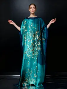 Luxury Paisley Print Robe Dress - Elegant Kaftan Robe for Formal & Casual Occasions, 100% Polyester, Versatile Wear, Comfortable Fabric