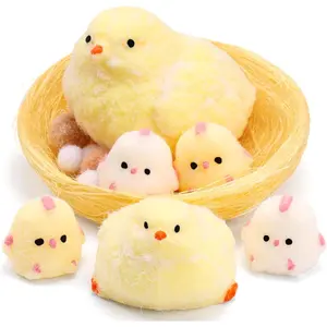 6Pcs Taba Handmade Squishy Chick Toys Stress Relief Squeeze Toy. Cute Sensory Toys. Handmade Soft Silicone StickyToys. Bouncy Stress and Relaxation Toys. Stretchable Springy Toys