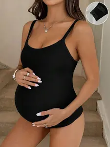 SAMT Obsidian Ribbed Maximum Stretch Gestation Suspender Leotard Relaxed Apparel Clean Beauty