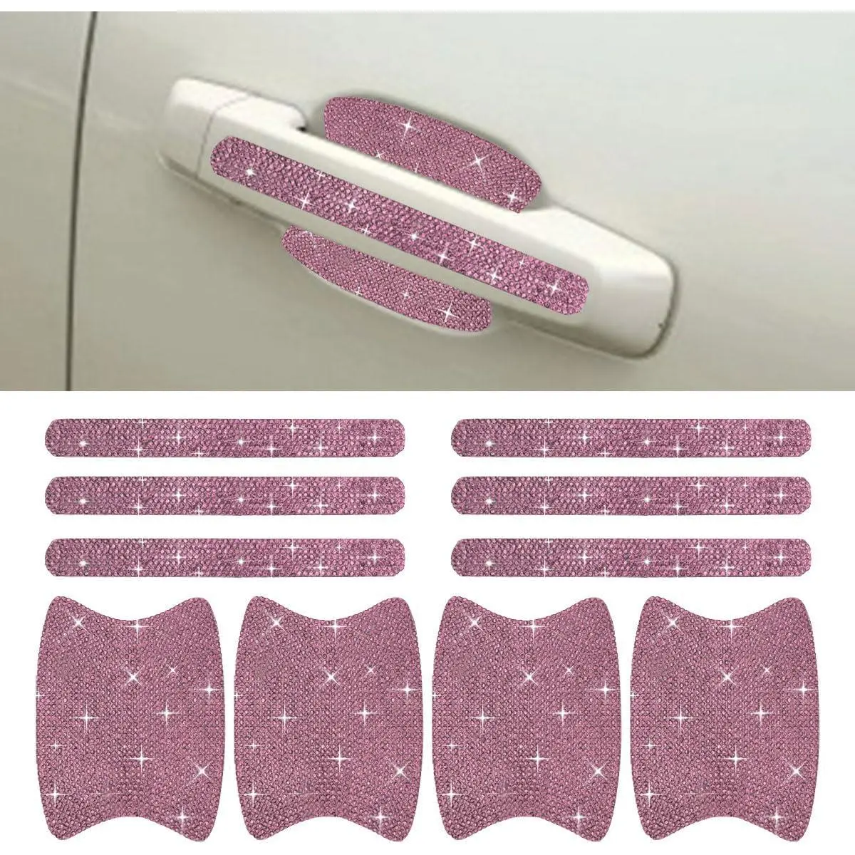 10 count Bling  Door Handle Protector,  Rhinestone Anti-Scratch  Bowl Decoration Sticker Decal, Universal Auto Exterior Door Protective Covers Accessories for Women ()