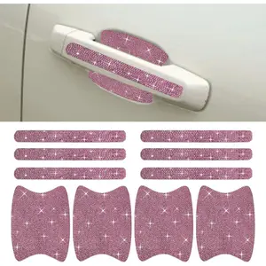 10 count Bling  Door Handle Protector,  Rhinestone Anti-Scratch  Bowl Decoration Sticker Decal, Universal Auto Exterior Door Protective Covers Accessories for Women ()