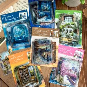 Watercolor Pattern Stamp Sticker, 1/6 Sets DIY Decorative Sticker, DIY Decorative Stamp Sticker, Floral Pattern Sticker for Scrapbooking, Journaling, Gift Wrapping