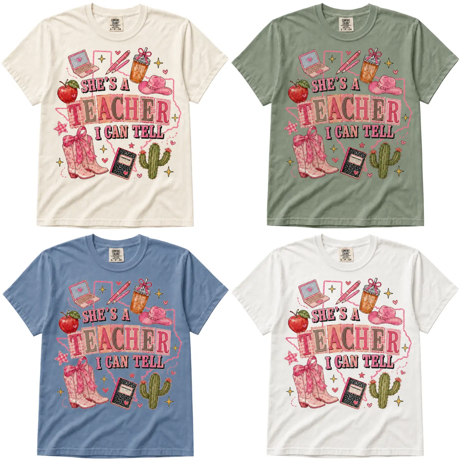 Comfort Colors She's a Teacher/Librarian/Counselor/Para I Can Tell T-Shirt, Teacher Ellas Fellas Shirt Funny Teacher, Cute Classroom Tee, Back to School Teacher Outfit, Teacher Appreciation Gift Top Womenswear Tshirt