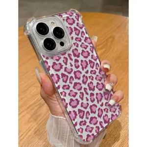 1pc Fashionable Thick Transparent Leopard Print Shockproof Phone Case Cover Compatible With IPhone 11 12 13 14, IPhone 11/12/13/14 Pro Max, IPhone XR, IPhone 15/15 Pro/15 Pro Max, Samsung Galaxy A05/A15/A25/A35/A53/A54/A55, S Compatible with Galaxy A56 5G