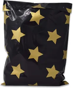 Black Gold Stars Poly Mailers Size 10x13 Colorful Shipping Bags