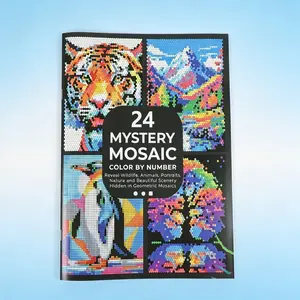 24 Mystery Mosaic Coloring Book, Animal Landscape Geometric Patterns, Adult Stress Relief Painting Book, Hb-001 Model