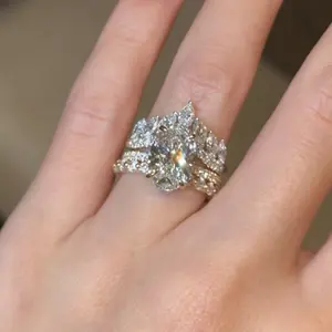 Maxine Vintage 4.0ct Oval Cut 3PC Engagement Ring Set,Bridal Ring Set,5A Cubic Zirconia Women's Ring Jewelry,Wedding Ring Set for Daily,Travel,Proposal,Birthday,Anniversary