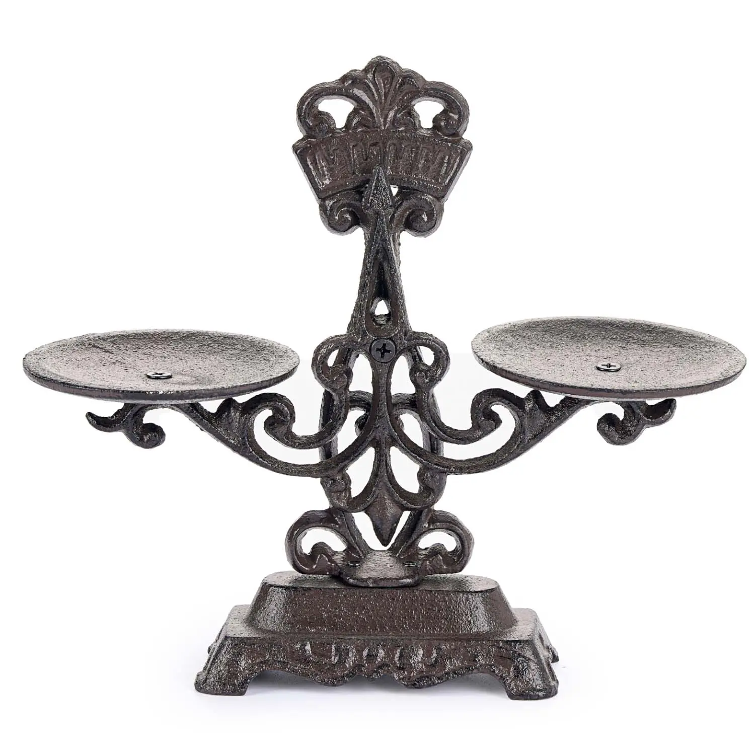 Sungmor Cast Iron Double-Tray Candle Holders - Home Supplies with Measuring Scale, Rustic Black Tabletop Centerpiece for Pillar, Tealight, Tapered Candles, Antique Mantel Decor