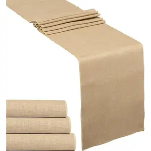 4 Pack Natural Burlap Table (12 x 72 Inch) |   Rustic Jute Table for Wedding, Farmhouse, Thanksgiving, Coffee Table Decor Cover, Fall & Parties