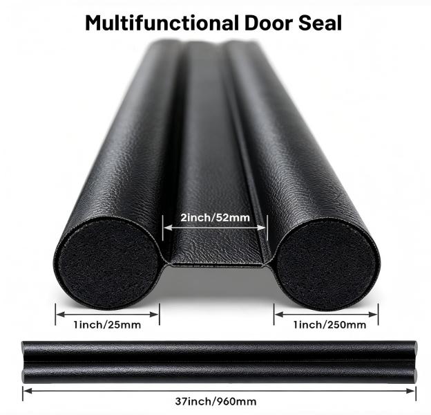 96cm Black Twin Door Draft Stopper, Cuttable Washable Under Door Noise Blocker, Windproof Dustproof Door Bottom Seal Strip, Party Gift Home Accessory