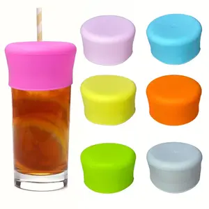 (Random Color) 1pc/3pcs/5pcs Silicone Drink Covers with Straw Hole - Glass Cup Lid Protector - Toppers for Bug Prevention - Party, Bar, Club Cup Safety Additions - Ideal for Christmas, Halloween, Father'S Day, Graduation