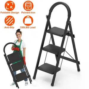 3 Step Ladder, Step Stool for Adults,3 Step Ladder Folding Step Stool with Wide Pedal Ergonomic Design