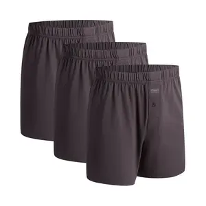 100% Organic Cotton Boxer Shorts Soft Covered Waistband - Charcoal (3 pack)