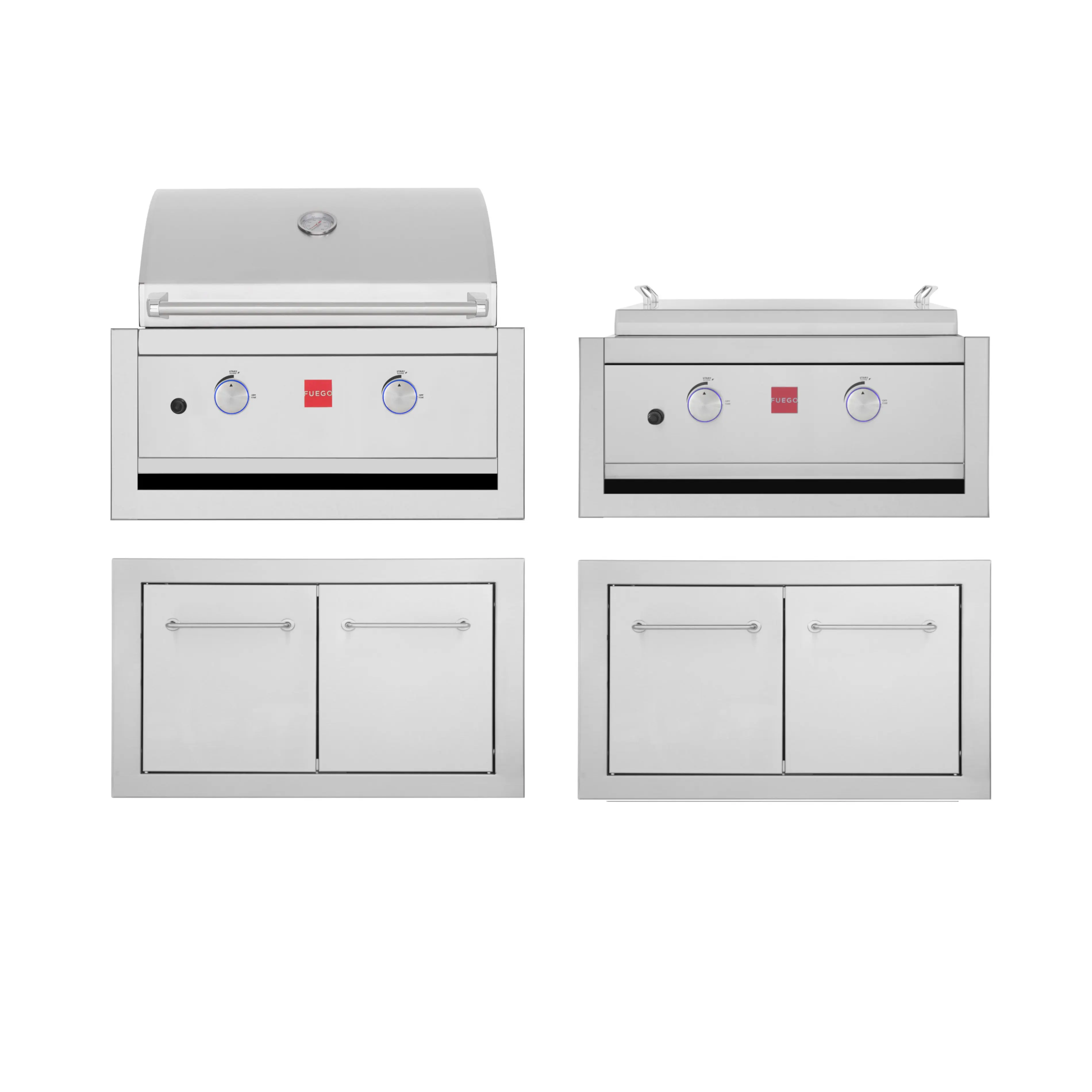 Fuego 304SS Built-In F27S-B & F27S-Griddle-B  w/ Jackets & Doors
