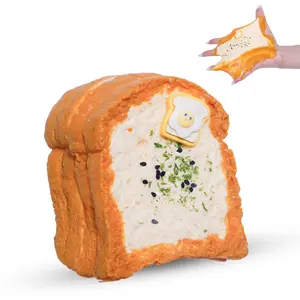 Silicone Stress Relief Squeeze Toy, Dual Layer Small Toast Toy, Sticky Stress Relief Toy, Unisex Relaxing Toy