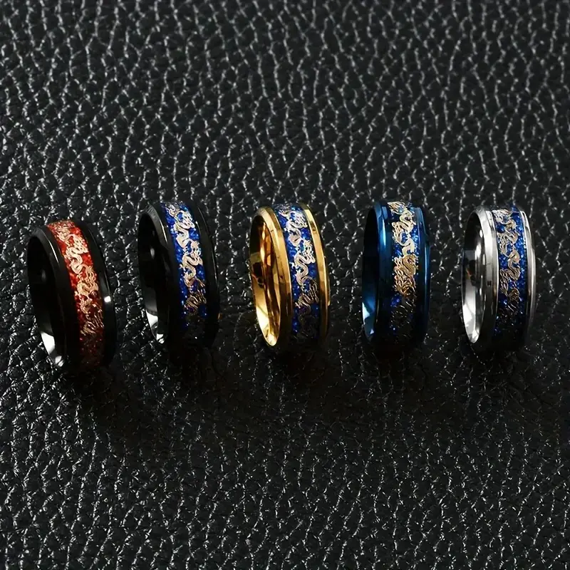 jewelry retro Chinese dragon ring national wind titanium steel jewelry