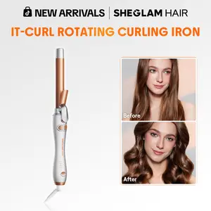 【BOGO SALE】SHEGLAM HAIR Rotating Curling Iron, Automatic Ceramic Curler, Auto Spinning Wand for Long-Lasting Waves, Dual Voltage, PTC 60s Fast Heating, 5 Temp Settings-Effortlessbeauty-mothersdaygift