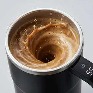 Smart Coffee Cup, Automatic Self-Stirring Coffee Mug - USB Rechargeable Electric Mixer Cup for Coffee, Protein Shakes, Hot Cocoa - Perfect Gift (Black/White)