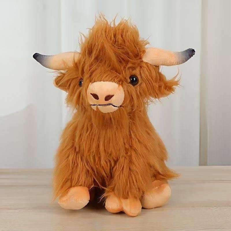 New Highland Cow Simulation Scottish Highland Cow Long Plush Toy Cow Doll in Assorted Colors for Kids Soft Cuddly Material Perfect for Collectors and Children