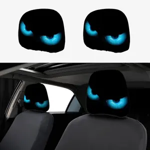 2pcs 11x10.2 inch Mysterious Glowing Blue Eyes Car headrest covers, Decoration, Universal,easy to install,and durable car interior seat accessories, suitable for daily commutes and travel, ideal gifts for car enthusiasts and holiday presents,1229LYY