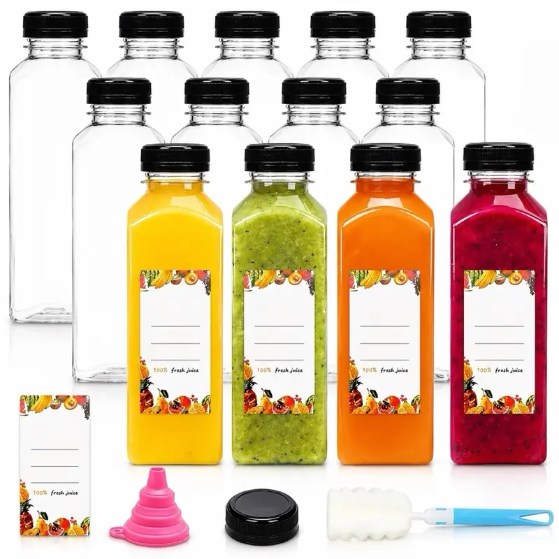 12pcs/16oz Plastic Juice Bottles