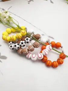 Silicone Wristband with Rotating Buckle Design, Baseball Rugby Pattern, Sports Fan Support Accessory, Unisex Style, No Choking Hazard