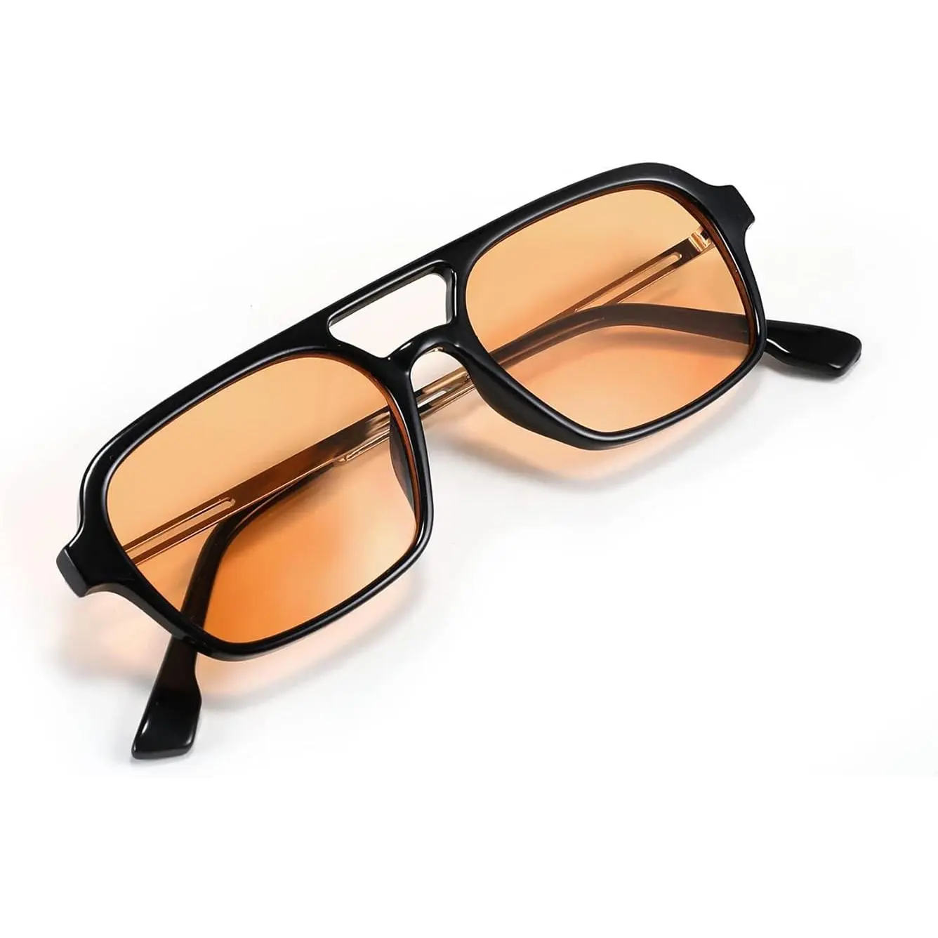 FEISEDY Vintage Square 70s Flat Sunglasses Women Men Metal Design Shades B2752