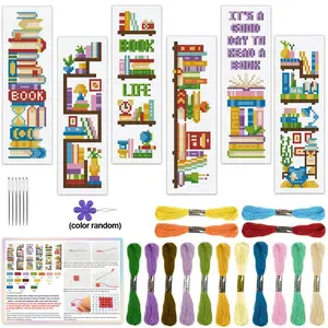 6-Piece Cross Stitch Bookmark Kit, DIY Fabric Bookmarks, Perfect for Beginners, Unique Home Decor, Ideal Gift for Reading Enthusiasts