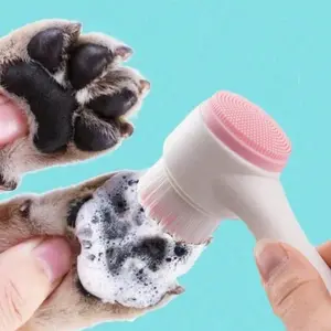 Pet Cleaning Grooming Brush for Cats & Dogs, Silicone Soft Bristles, Double-Sided Deep Cleaning, Ideal for Pet Paw & Face Care