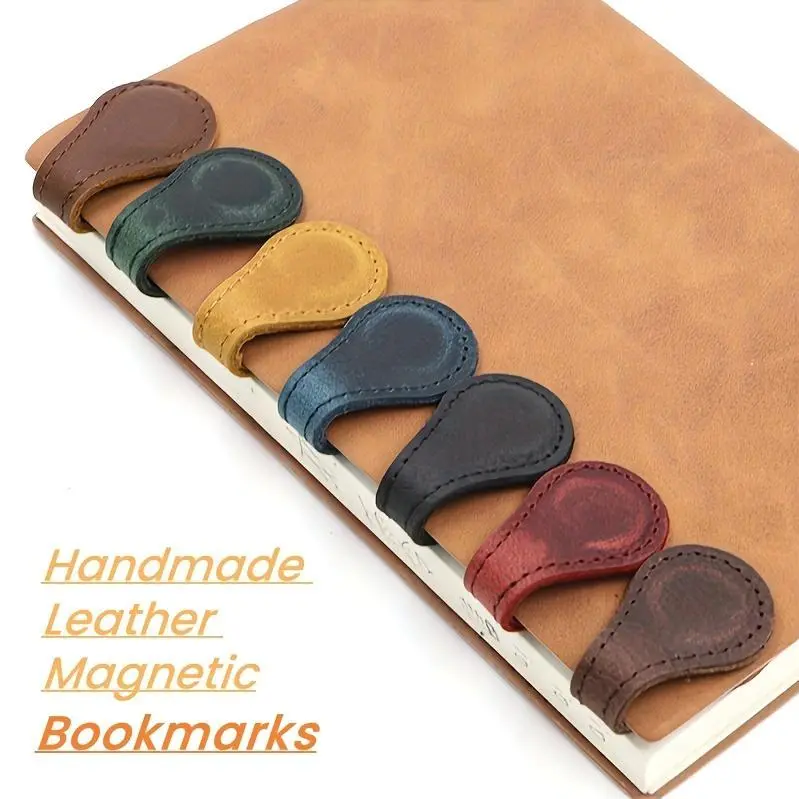 Set of 5 Bookmark Clips for Readers, Suitable for Both Men And Women, Featuring a Vintage Double-Sided Design, Faux Leather Bookmarkers with a Handcrafted Clip for Study And Office Use, Ideal for Christmas Presents