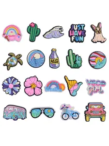 20 Piece Summer Beach Series Shoe Charms Bubble Slides Clog Sandal Shoes Accessories Decorations Buckle Girl Kids Gifts