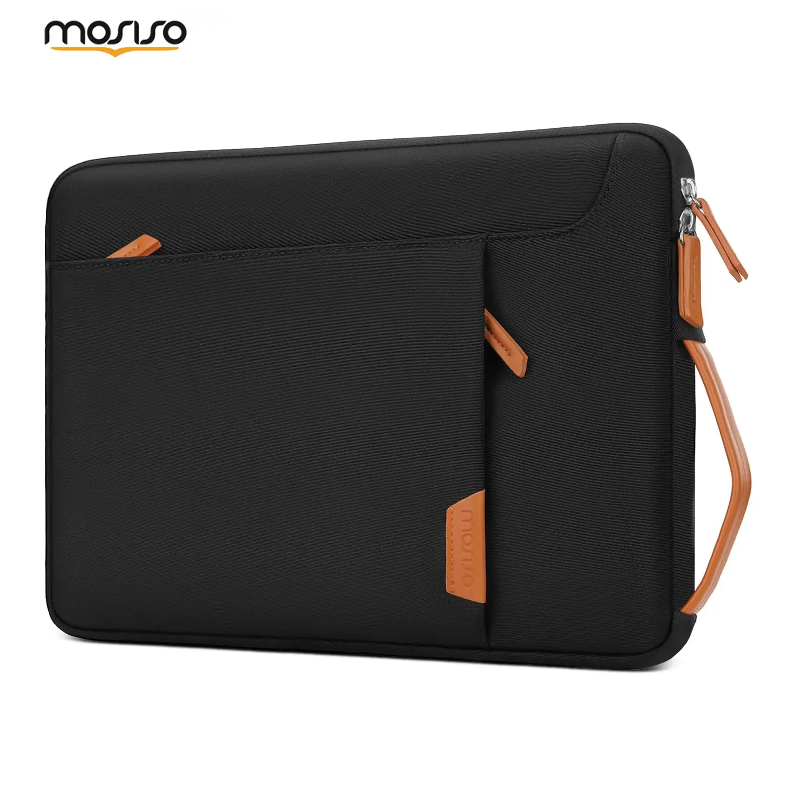 MOSISO Business Laptop Sleeve for 13-14 Inch Laptops, Slim Water-Resistant Polyester Protective Case with Side Handle & Zipper Pockets for MacBook Pro/Air, Retractable, 13.77 X 10.23 X 0.78 In, 360° Protective Design, Casual