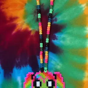LUVSCENE - ZOMBIE KANDI RAVER NECKLACE - handmade perler fuse beads - rave - festival - plur - decora - scene