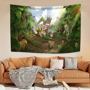 Minecraft Creative Peach Velvet Tapestry, Unique Printed Tapestry, Ideal for Living Room, Office, Party Decoration, Room Decoration, Essential Christmas Gifts, Ideal Gifts for Friends, Girlfriends, Family and Colleagues