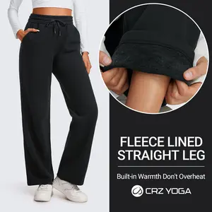 CRZ YOGA Cotton Fleece Lined Sweatpants Women Straight Leg Casual Lounge Sweat Pants for Women