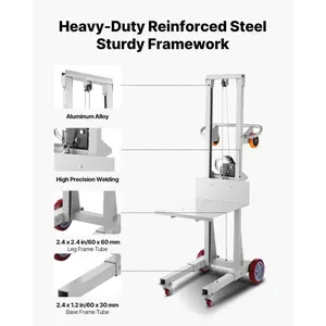 VEVOR Material Lift Winch Stacker, 400 lbs Capacity Pallet Truck Dolly, 51.1 in Max Lifting Height Manual Winch Stacker, Multifunctional Manual Pallet Truck Stacker with Wheels and Adjustable Plate