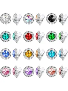 12 Pairs Clip on Rhinestone Earrings Competition Dance Earrings for Women Round Shaped Acrylic Stone Inside Halo Earrings For Dance Competitions Stage Performance Bridal Party Earrings Jewelry