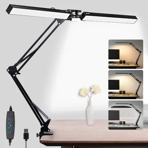LED Desk Lamp with Clamp,Adjustable Swing Arm Desk Lamps for Home Office,Dimmable Eye Care Desk Light Bright Modern Led Table Lamp for Nail Tech Architect,Flexible Tall Task Table Light