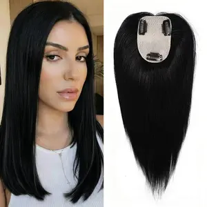 Human Hair Toppers for Women, 2.7x4" Base Hand-wovened  Real Hairpieces, with Invisible Clips-in for Women, for High Hairline/Adding Volume on Top, 10/12Inch Light Natural Black summerwins