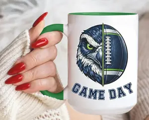 Personalized Seattle Football Mug, Custom Team Spirit Coffee Cup, Seattle Fan Gift for Him, American Football Mug, 11oz 15oz Ceramic Cup