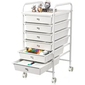 6-Drawer Rolling Plastic Storage Cart Multipurpose Utility Organizer for Classroom Art Craft Supplies Dresser Closet Bathroom Bedroom Kitchen Office School