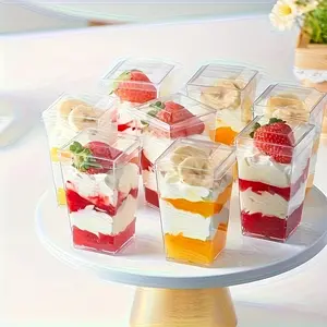 Mini Parfait Cups 5oz 50 Pack with Lids & Spoons – Clear Dessert Cups for Party, Mousse & Cheesecake